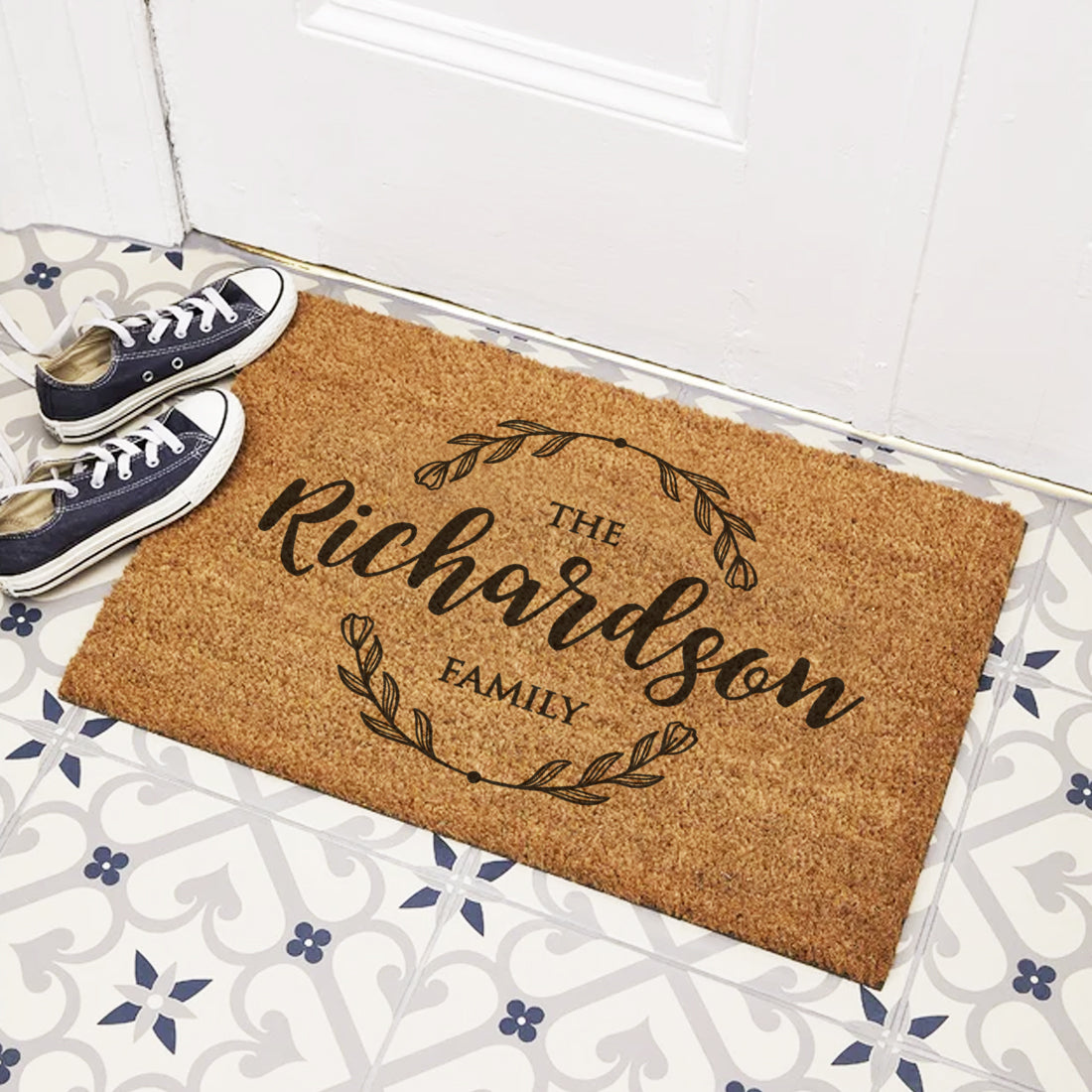 Family Floral Wreath Door Mat-Love Lumi Ltd