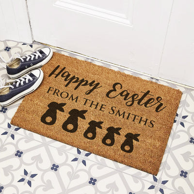Personalised Happy Easter Bunny Family Welcome Indoor Doormat-Love Lumi Ltd