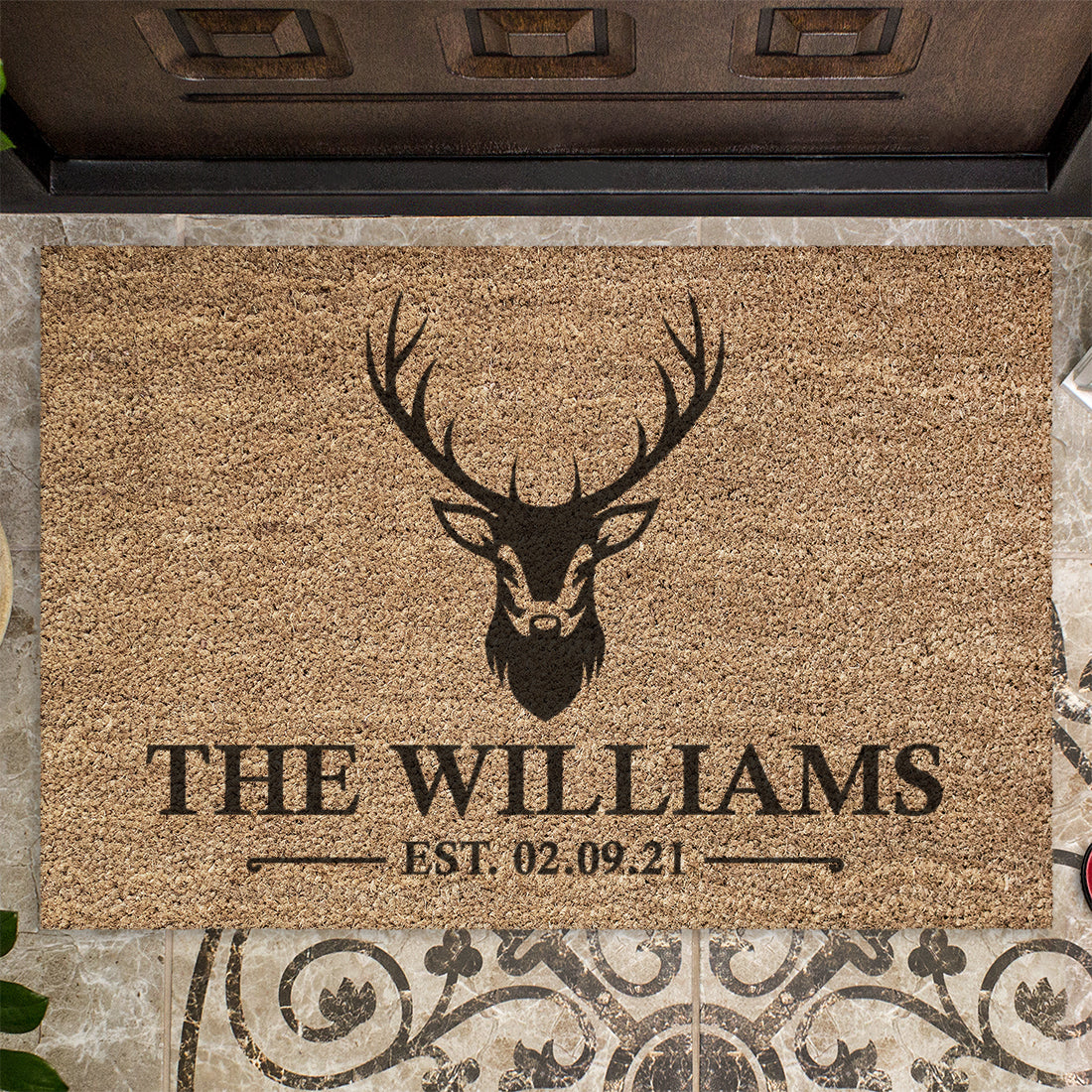 Personalised Stag Family Indoor Door Mat-Love Lumi Ltd
