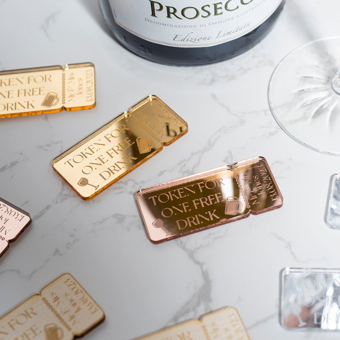 Personalised Retro Ticket Wedding Favour Drinks Tokens-Love Lumi Ltd