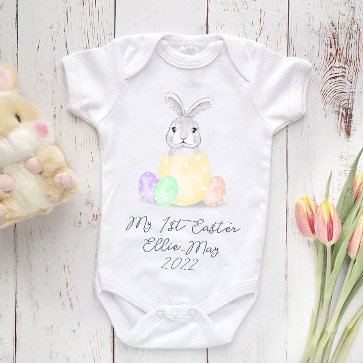 Personalised Watercolour Easter Bunny Baby Grow-Love Lumi Ltd