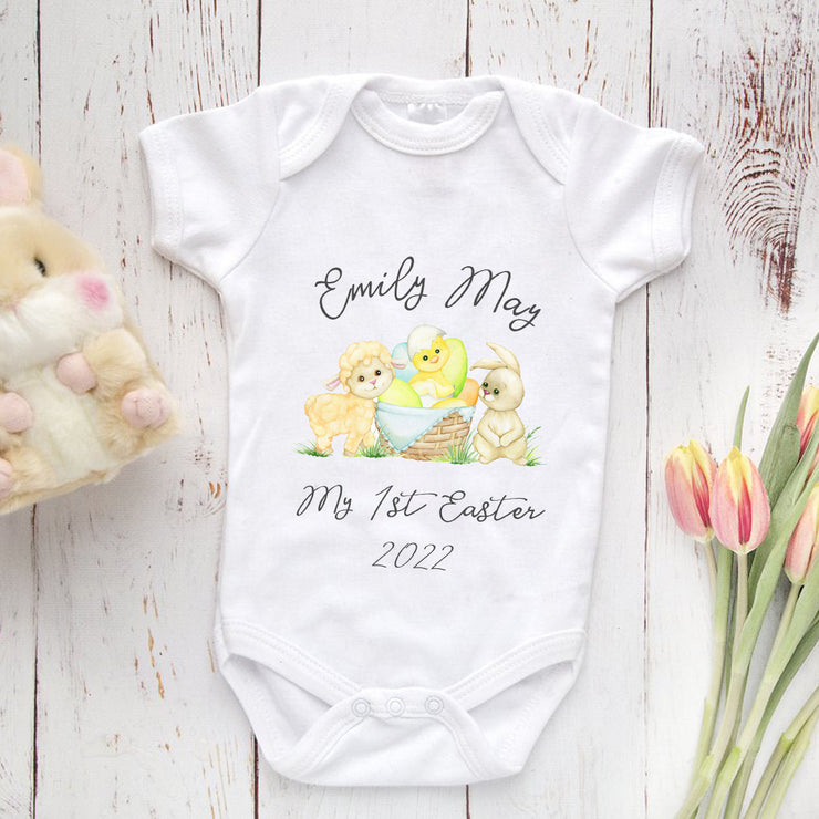 Personalised Watercolour Cute Easter Animals Baby Grow-Love Lumi Ltd