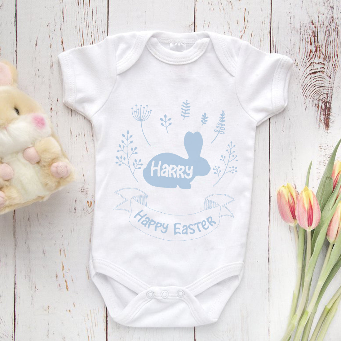 Happy Easter Banner with Bunny Baby Grow-Love Lumi Ltd