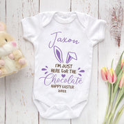 Personalised Just Here for the Chocolate Bunny Ears Baby Grow-Love Lumi Ltd