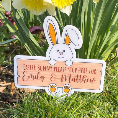 Personalised Easter Bunny Please Stop Here Acrylic Sign-Love Lumi Ltd