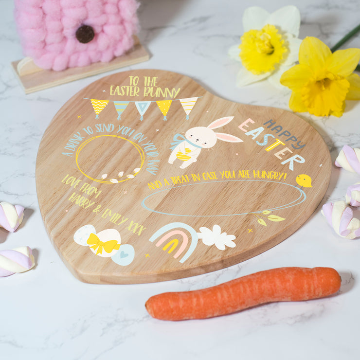 Personalised Heart Shaped Pastel Spring Easter Bunny Treat Board-Love Lumi Ltd
