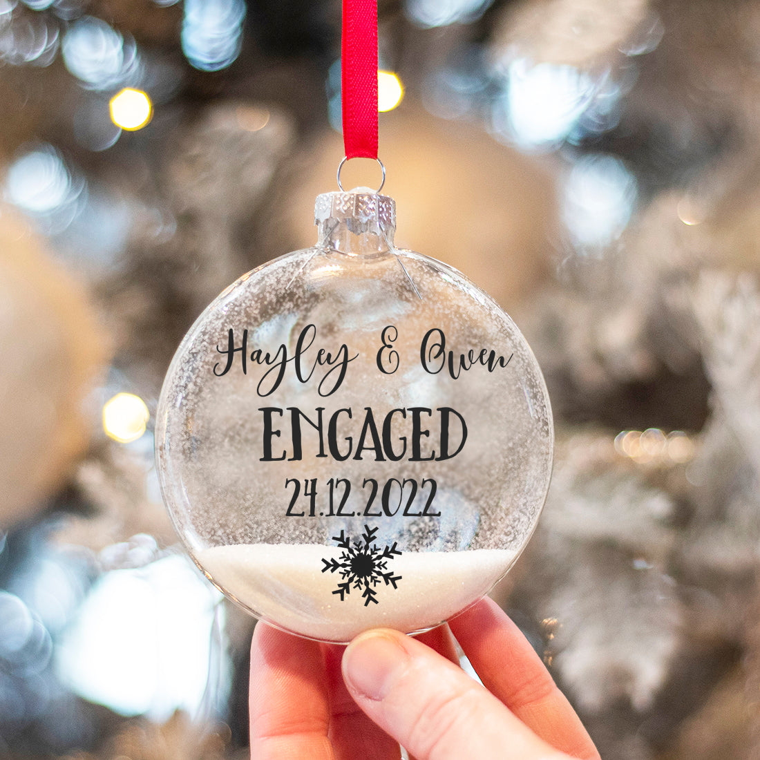 Engagement Christmas Glass Glitter Bauble-Love Lumi Ltd