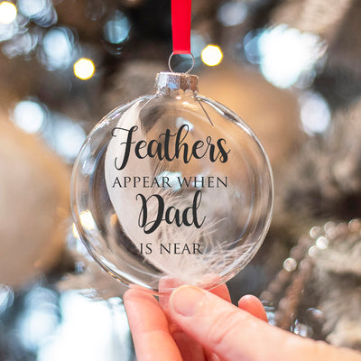 Glass Feathers Appear Memorial Christmas Bauble-Love Lumi Ltd