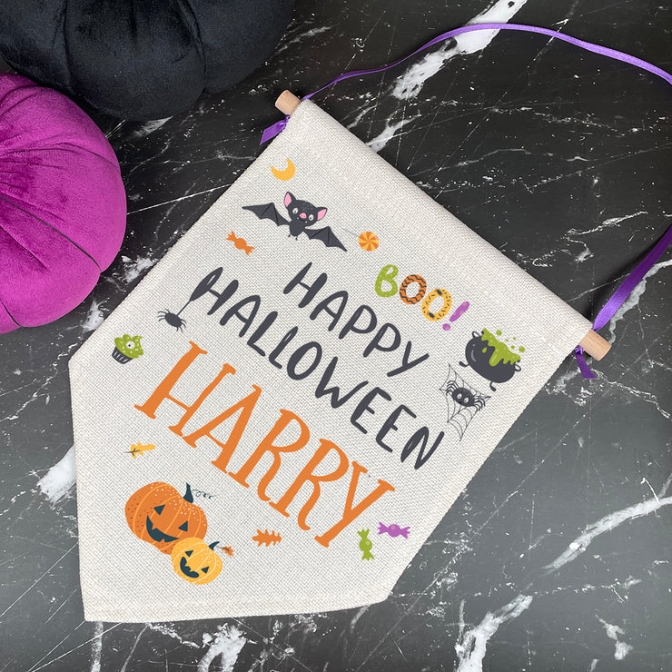 Personalised Halloween Colourful Elements Hanging Wall Flag Decoration-Love Lumi Ltd