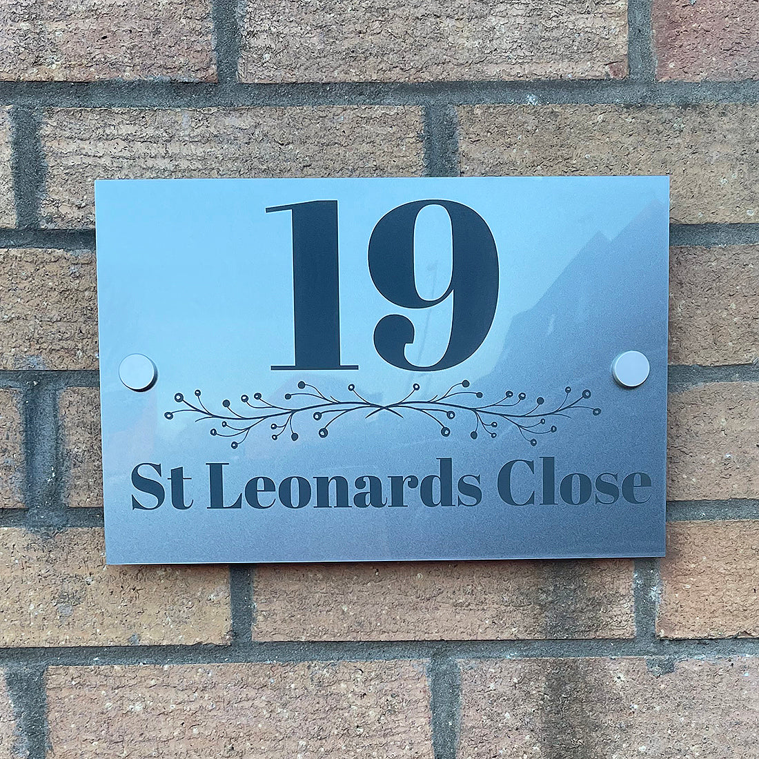 Two Tone Acrylic Floral Divide House Number Sign-Love Lumi Ltd