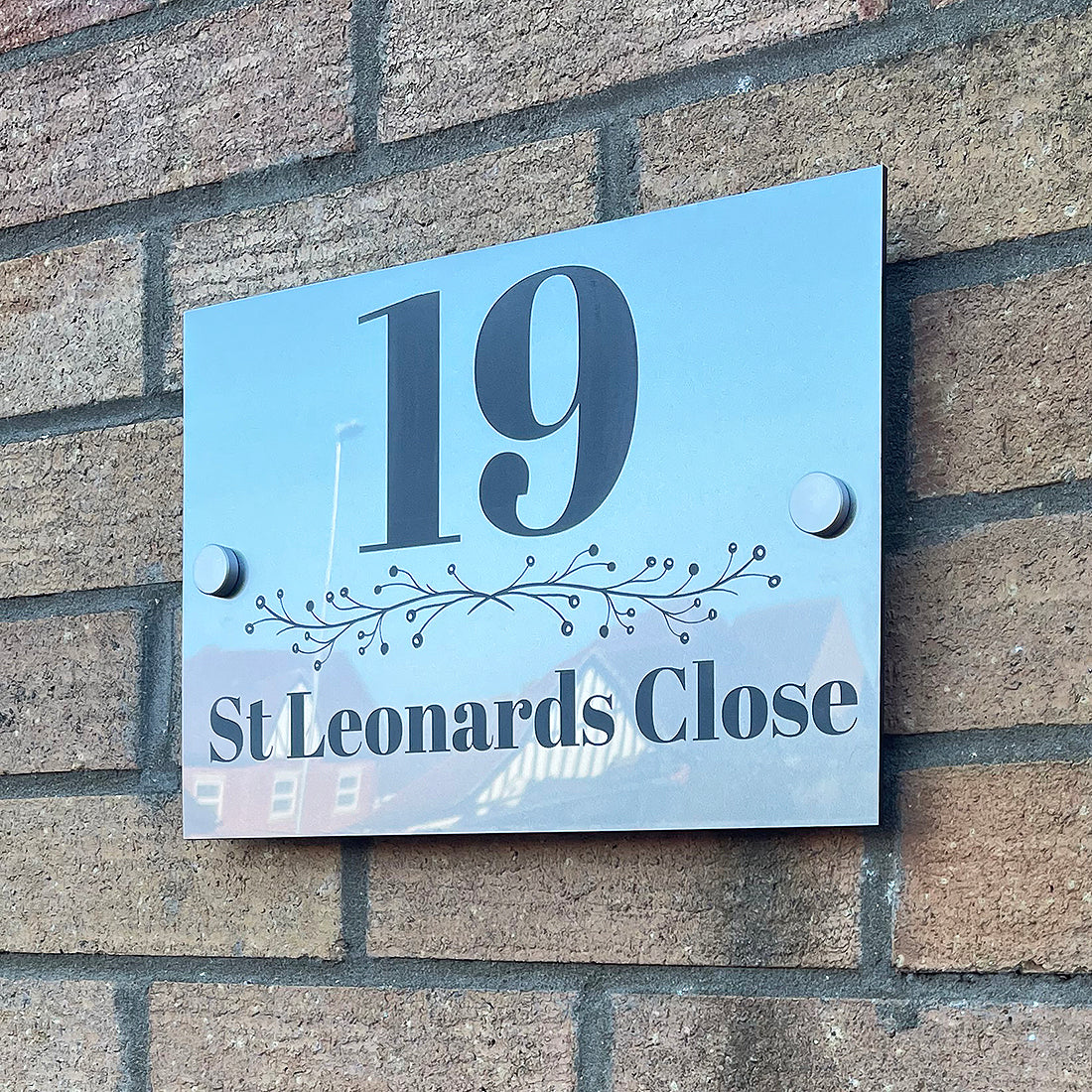 Two Tone Acrylic Floral Divide House Number Sign-Love Lumi Ltd