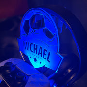Personalised LED Light Football Boot Controller and Headset Gaming Station with Colour Changing base-Love Lumi Ltd