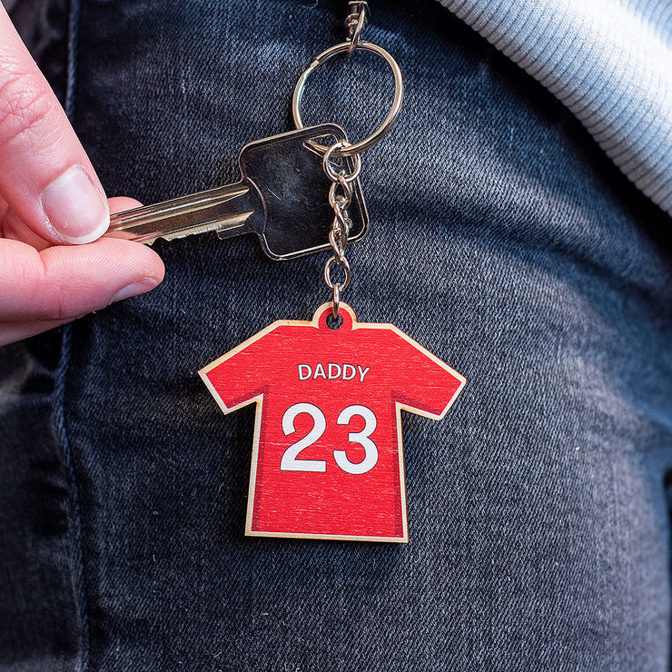 Personalised Wooden Football Shirt Key Chain-Love Lumi Ltd