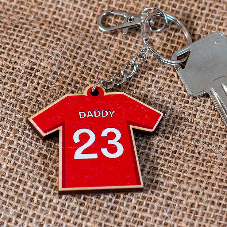 Personalised Wooden Football Shirt Key Chain-Love Lumi Ltd