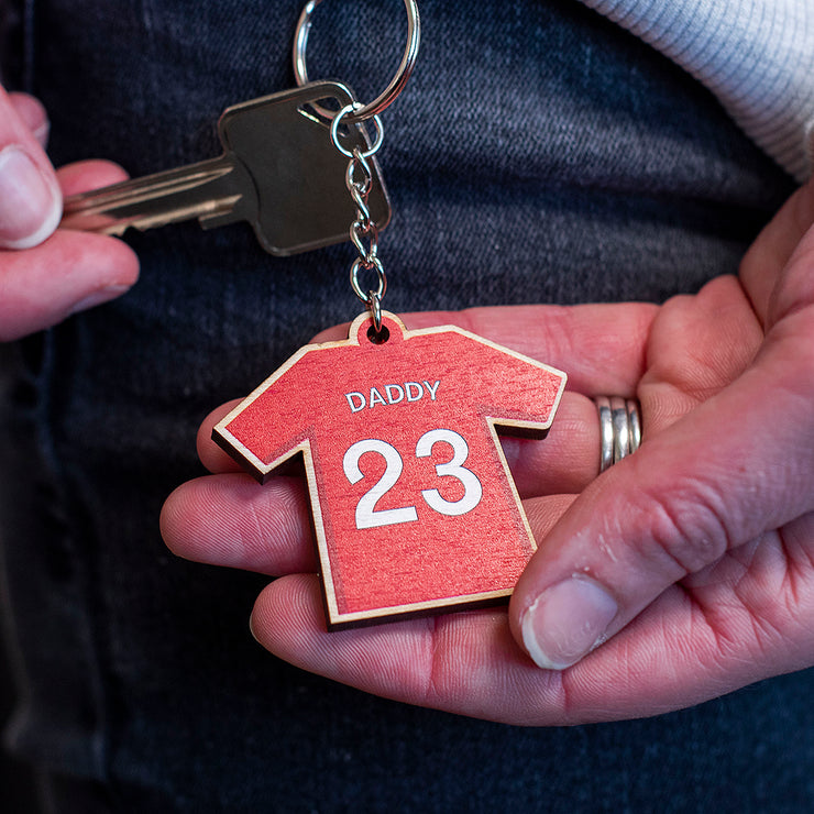 Personalised Wooden Football Shirt Key Chain-Love Lumi Ltd