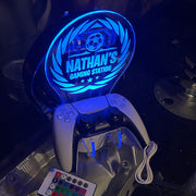 Personalised LED Light Football Wreath Controller and Headset Gaming Station with Colour Changing base-Love Lumi Ltd