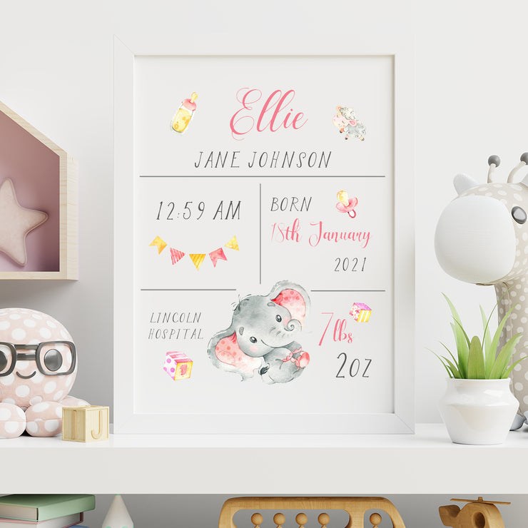 Personalised New Baby Birth Stats 10x8" Print-Love Lumi Ltd