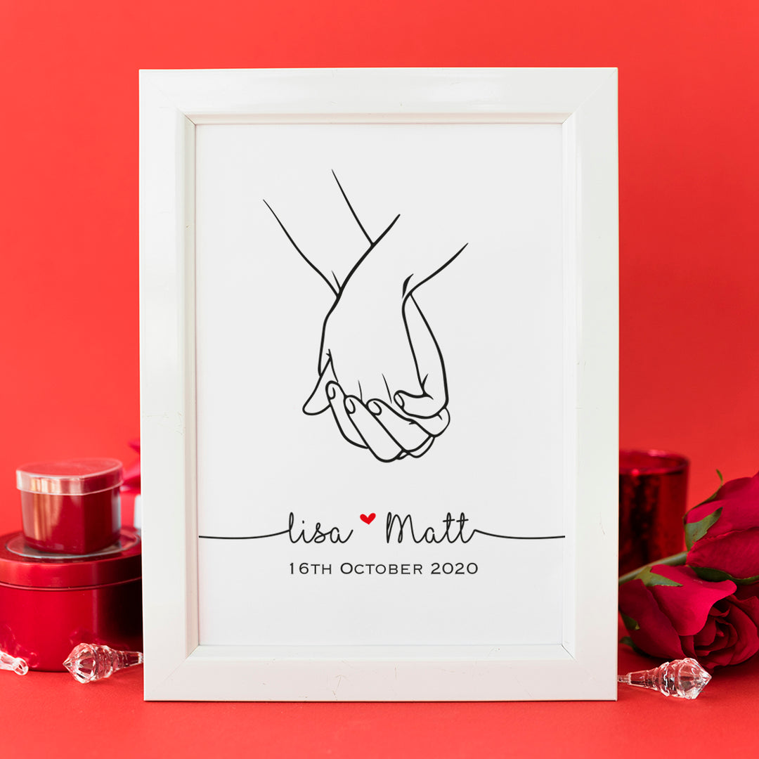 Holding Hands Couple Framed Print-Love Lumi Ltd