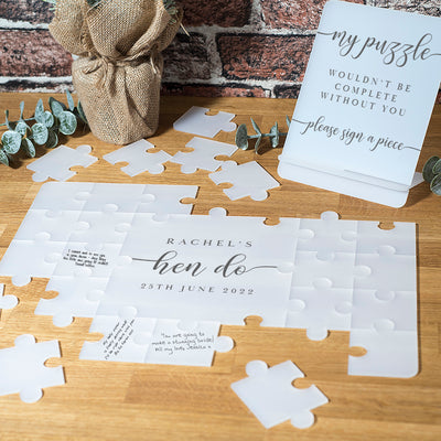 Personalised Frosted Acrylic Classic Hen Party Signing Puzzle Jigsaw-Love Lumi Ltd