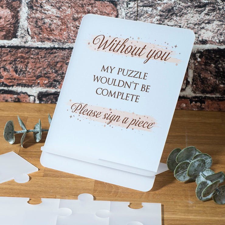 Personalised Frosted Acrylic Rose Gold Sparkly Circle Hen Party Signing Puzzle Jigsaw-Love Lumi Ltd