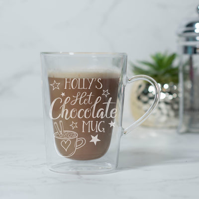 Personalised Stars Hot Chocolate Double Wall Glass Mug-Love Lumi Ltd