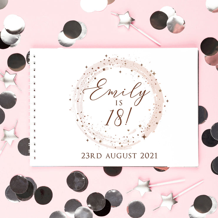 Birthday Party Rose Gold Sparkly Circle Guest Book-Love Lumi Ltd