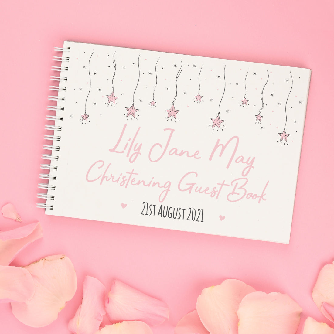 Personalised Star Garland Christening Guest Book-Love Lumi Ltd