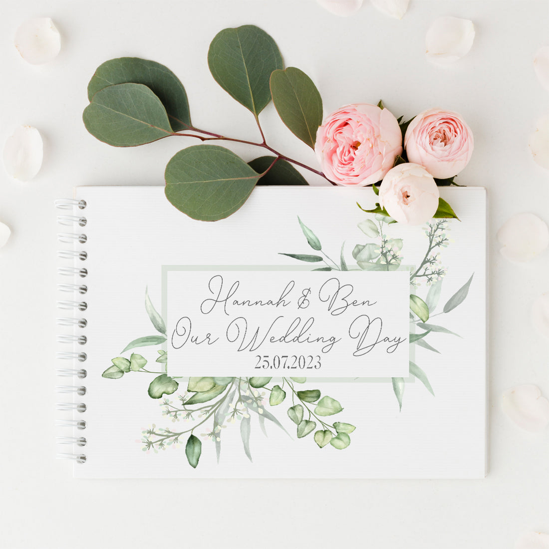 Personalised Eucalyptus Wedding Guest Book-Love Lumi Ltd