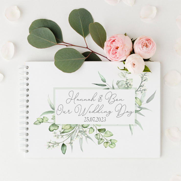 Personalised Watercolour Eucalyptus A5 or A4 Wedding Guest Book-Love Lumi Ltd