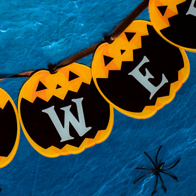 Personalised Halloween Pumpkins Any Message Acrylic Indoor Outdoor Bunting Banner-Love Lumi Ltd