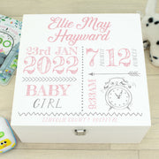 Personalised Hand Drawn Baby Birth Stats Typographic Wooden Memory Keepsake Box-Love Lumi Ltd