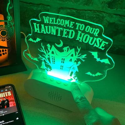 Bluetooth Music Haunted House Halloween Neon Light Colour Changing Speaker-Love Lumi Ltd