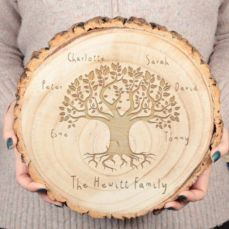 Large "Family Tree" Log Wood Slice Sign Decoration-Love Lumi Ltd