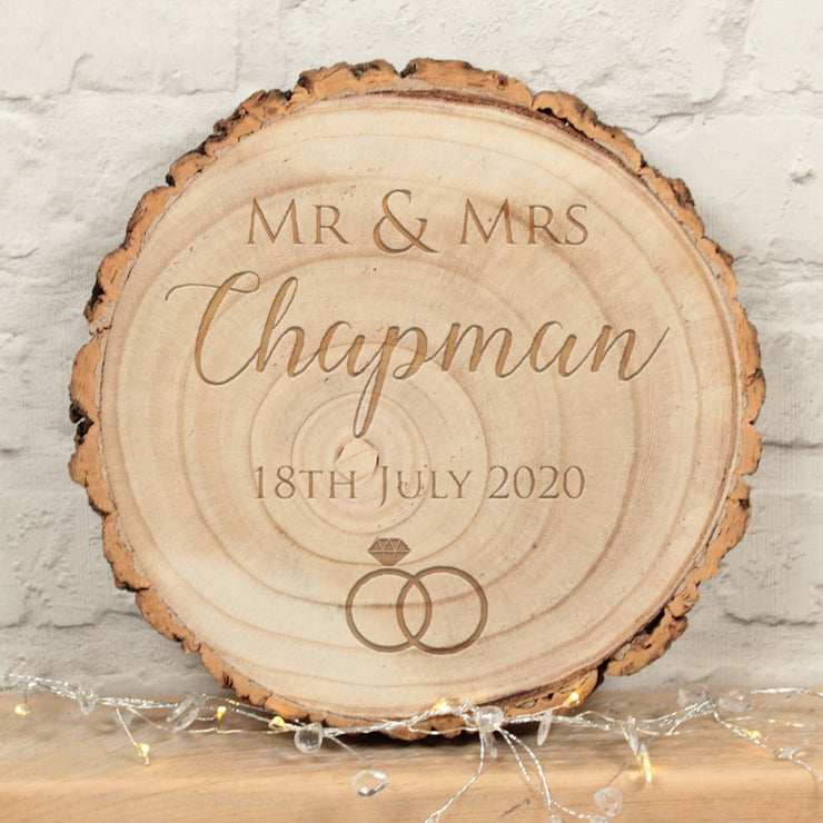 Large 5th Wedding Anniversary / Wedding Gift Log Wood Slice Sign Decoration-Love Lumi Ltd