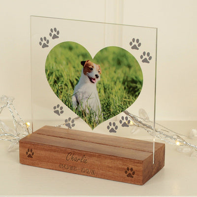 Personalised Pet Memorial Acrylic Photo on Engraved Wooden Block Base-Love Lumi Ltd