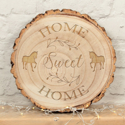 Large "Home Sweet Home" Pet Tree Log Wood Slice Sign **Cat, Dog or Horse**-Love Lumi Ltd
