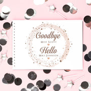 Personalised Goodbye Miss Hello Mrs Hen Party Rose Gold Sparkly Circle Guest Book Scrapbook-Love Lumi Ltd