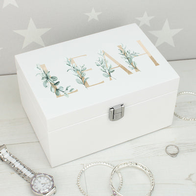 Floral Alphabet Wooden Jewellery Box with Mirror-Love Lumi Ltd
