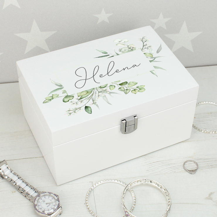 Personalised Watercolour Botanical Wooden Jewellery Box with Mirror-Love Lumi Ltd