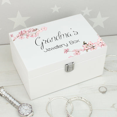 Cherry Blossom Wooden Jewellery Box with Mirror-Love Lumi Ltd