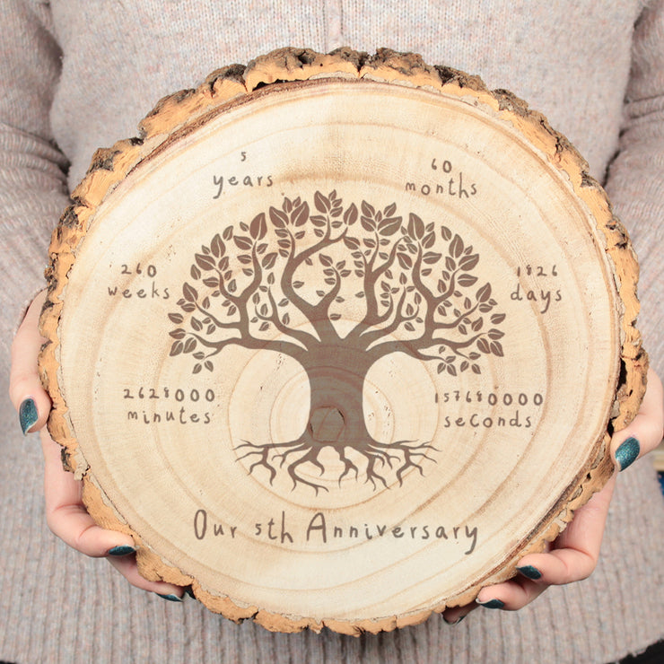 Large 5th Wedding Anniversary Timeline Log Wood Slice Sign Decoration-Love Lumi Ltd