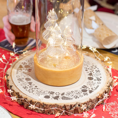 Festive Elements Christmas Table Centrepiece Candle Holder Wood Slice Decoration-Love Lumi Ltd