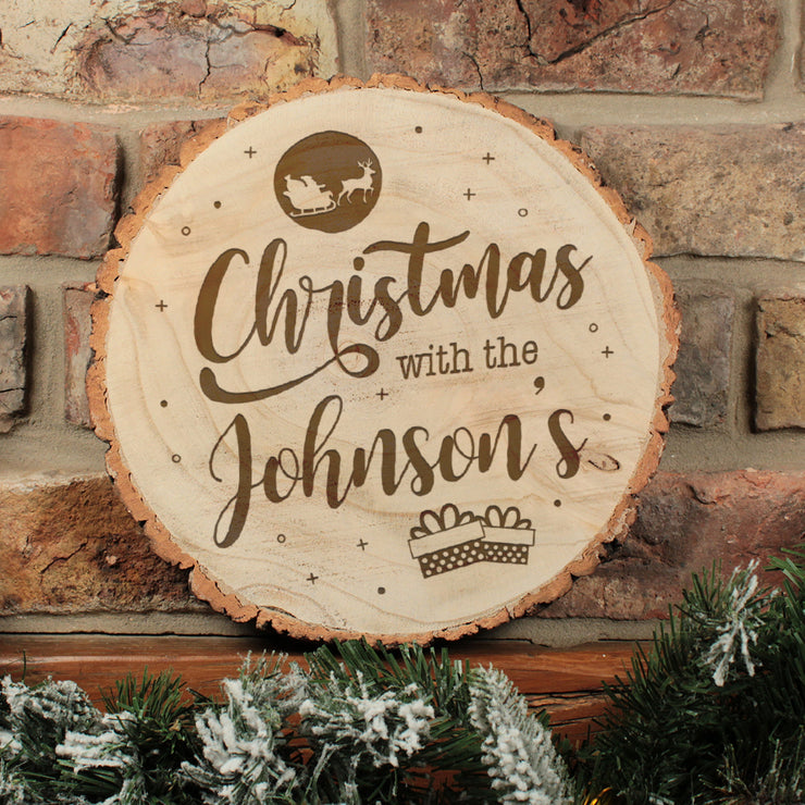 Family Christmas With... Presents Wood Slice Sign Decoration-Love Lumi Ltd