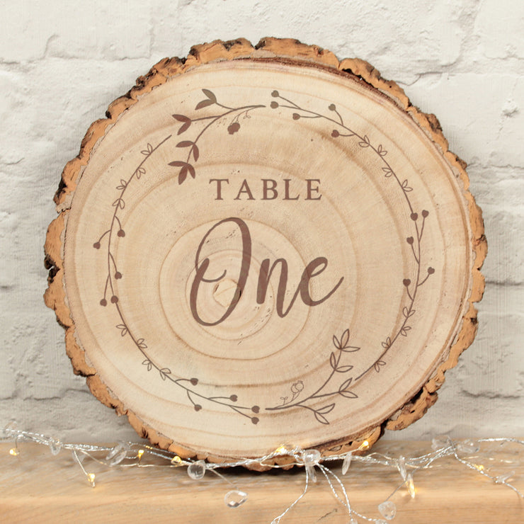 Large Floral Frame Wedding Table Number Name Wood Log Slice Sign Decoration-Love Lumi Ltd