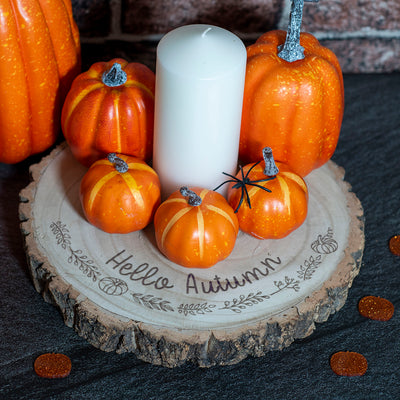 Hello Autumn Rustic Wood Slice Table Candle Centrepiece Decor-Love Lumi Ltd
