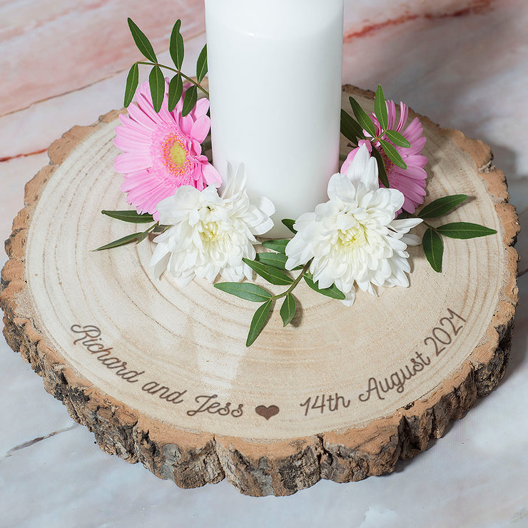 Large Rustic Names and Wedding Date Wood Slice Table Centrepiece Decor-Love Lumi Ltd
