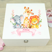 Jungle Animal Baby Wooden Keepsake Memory Box-Love Lumi Ltd