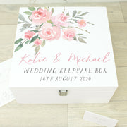Watercolour Rose Wooden Wedding Keepsake Memory Box-Love Lumi Ltd