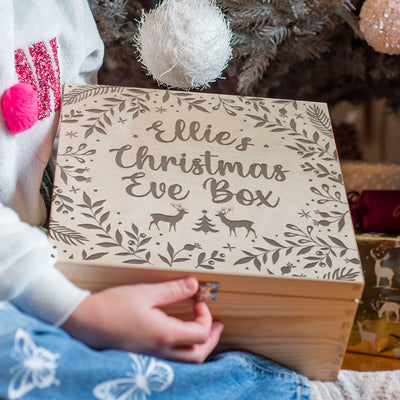 Rustic Reindeer Natural Engraved Christmas Eve Box-Love Lumi Ltd