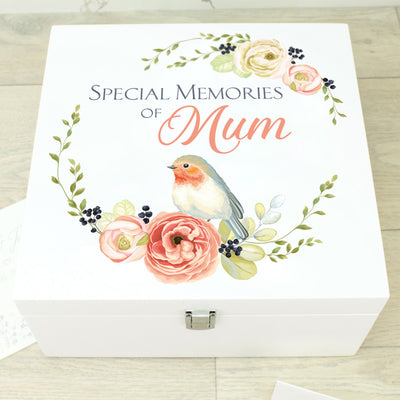 Personalised Floral Robin Remembrance Photo Memory Keepsake Box-Love Lumi Ltd